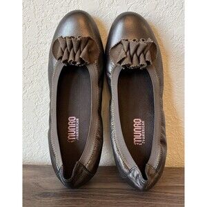 MUNRO AMERICAN Women's  Ruffle Metallic Bronze Ballet Flat Slip-On Shoes Size 7